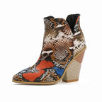 Louna – Bottines bleu effet croco, cuir verni souple