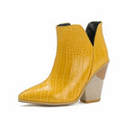 Louna – Bottines bleu effet croco, cuir verni souple