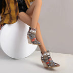 Louna – Bottines bleu effet croco, cuir verni souple