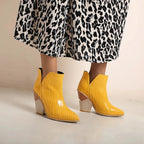 Louna – Bottines bleu effet croco, cuir verni souple