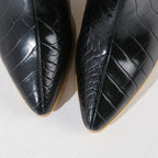 Louna – Bottines bleu effet croco, cuir verni souple