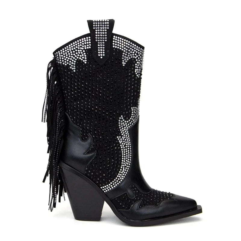 Louna – Santiag basse en denim à franges