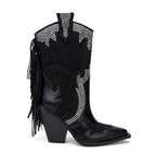 Louna – Santiag basse en denim à franges