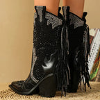 Louna – Santiag basse en denim à franges