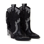 Louna – Santiag basse en denim à franges