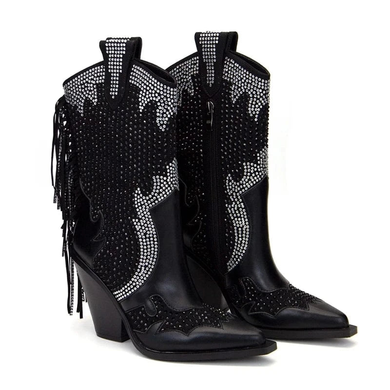 Louna – Santiag basse en denim à franges