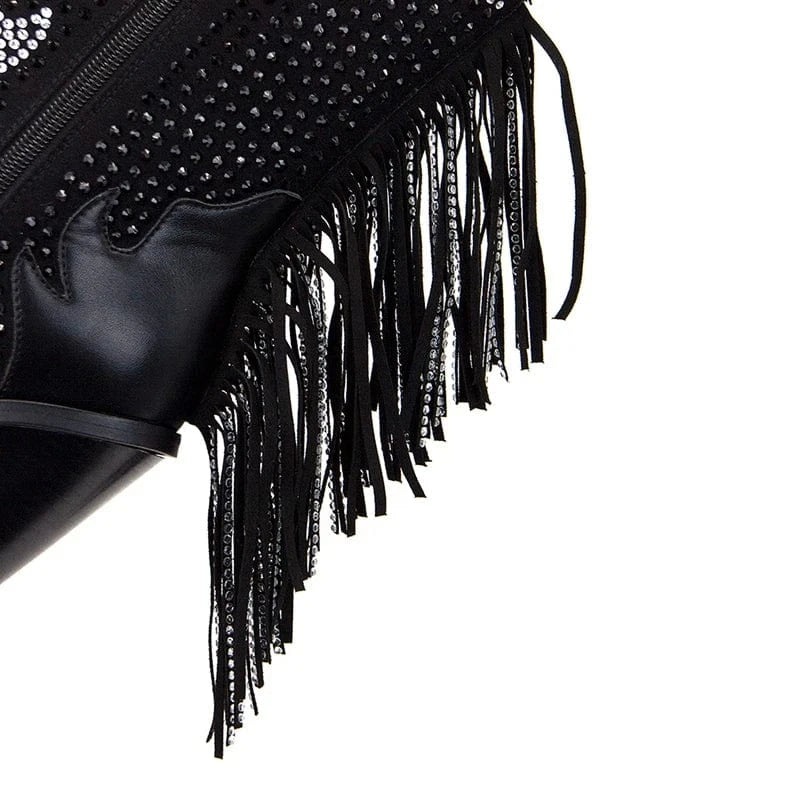 Louna – Santiag basse en denim à franges