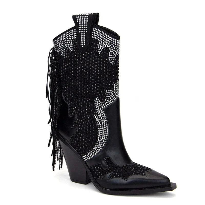 Louna – Santiag basse en denim à franges