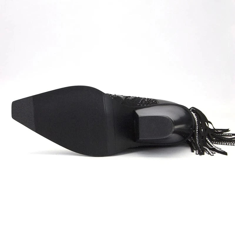 Louna – Santiag basse en denim à franges