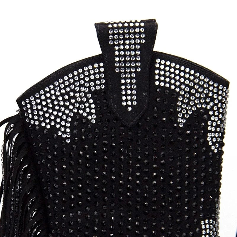 Louna – Santiag basse en denim à franges