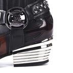 Maëlle – Santiags basses à flamme brodée en cuir, boucle argentée