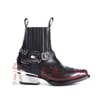 Maëlle – Santiags basses à flamme brodée en cuir, boucle argentée