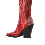 Marilène – Cuissardes à talons hauts ornées de strass flamme