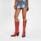 Marilène – Cuissardes à talons hauts ornées de strass flamme