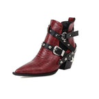 Mary – Santiags basses en cuir effet serpent avec boucle latérale