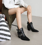 Mary – Santiags basses en cuir effet serpent avec boucle latérale