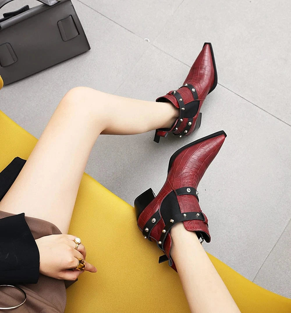 Mary – Santiags basses en cuir effet serpent avec boucle latérale