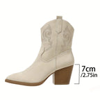 Mila – Santiags à broderies florales en cuir lisse