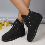 Nina – Bottines à franges détail clouté décontracté