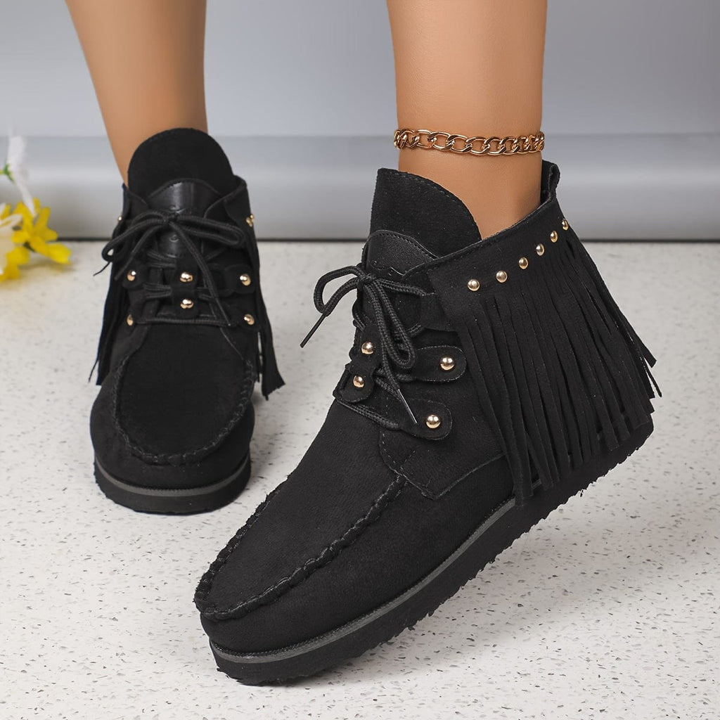 Nina – Bottines à franges détail clouté décontracté