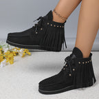 Nina – Bottines à franges détail clouté décontracté