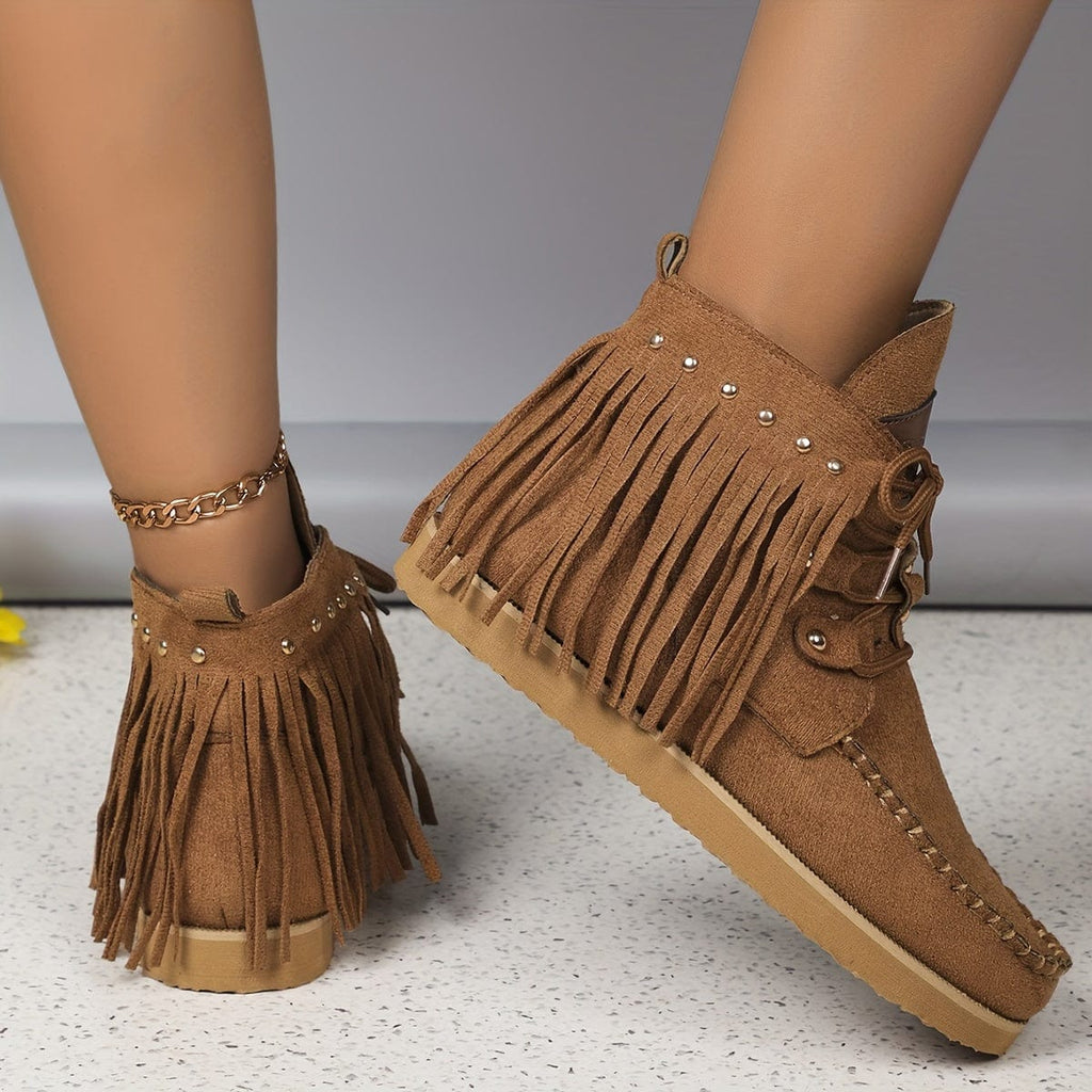 Nina – Bottines à franges détail clouté décontracté
