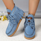 Nina – Bottines à franges détail clouté décontracté