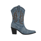 Noa – Santiags courtes brodées en denim