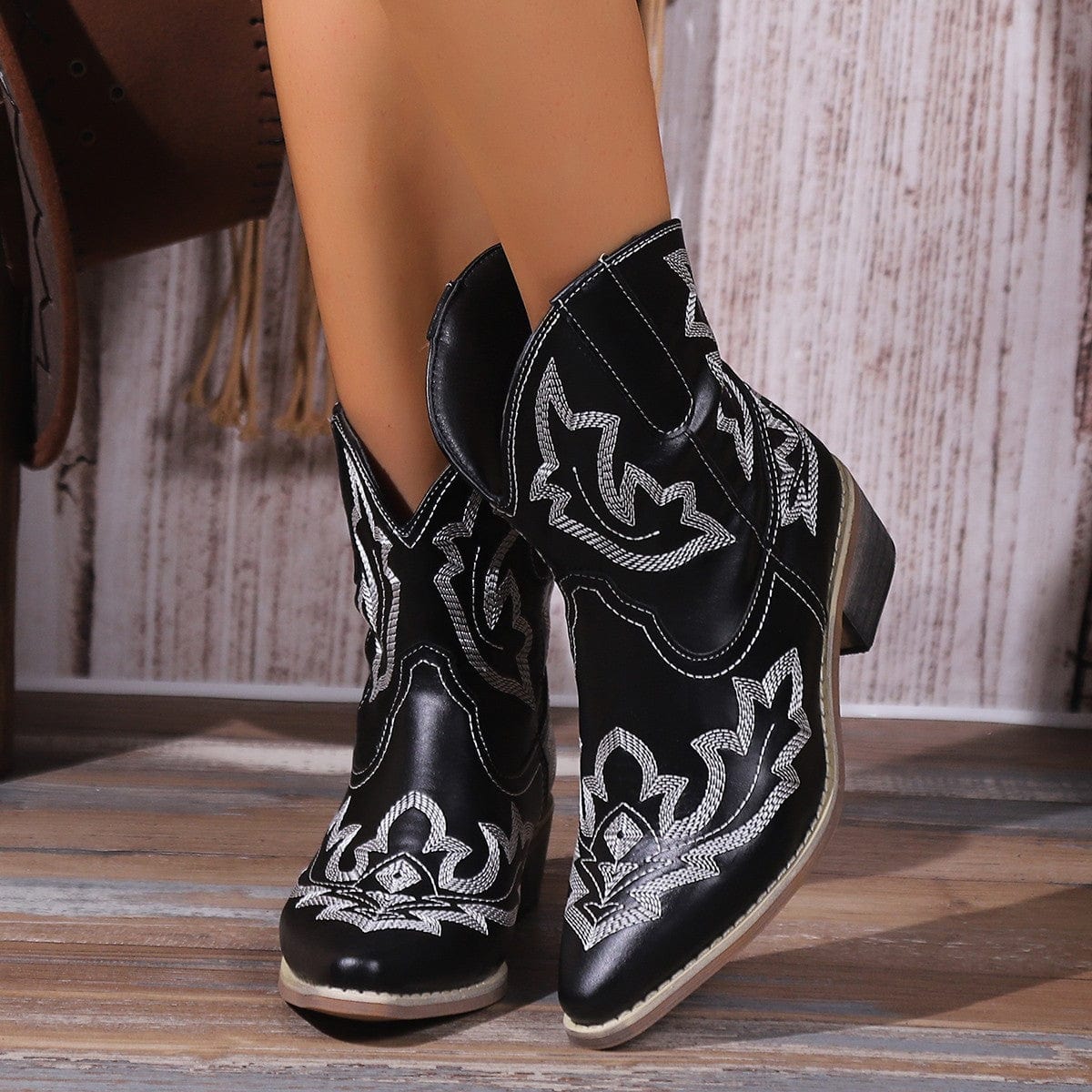 Paola – Santiags basses en cuir lisse