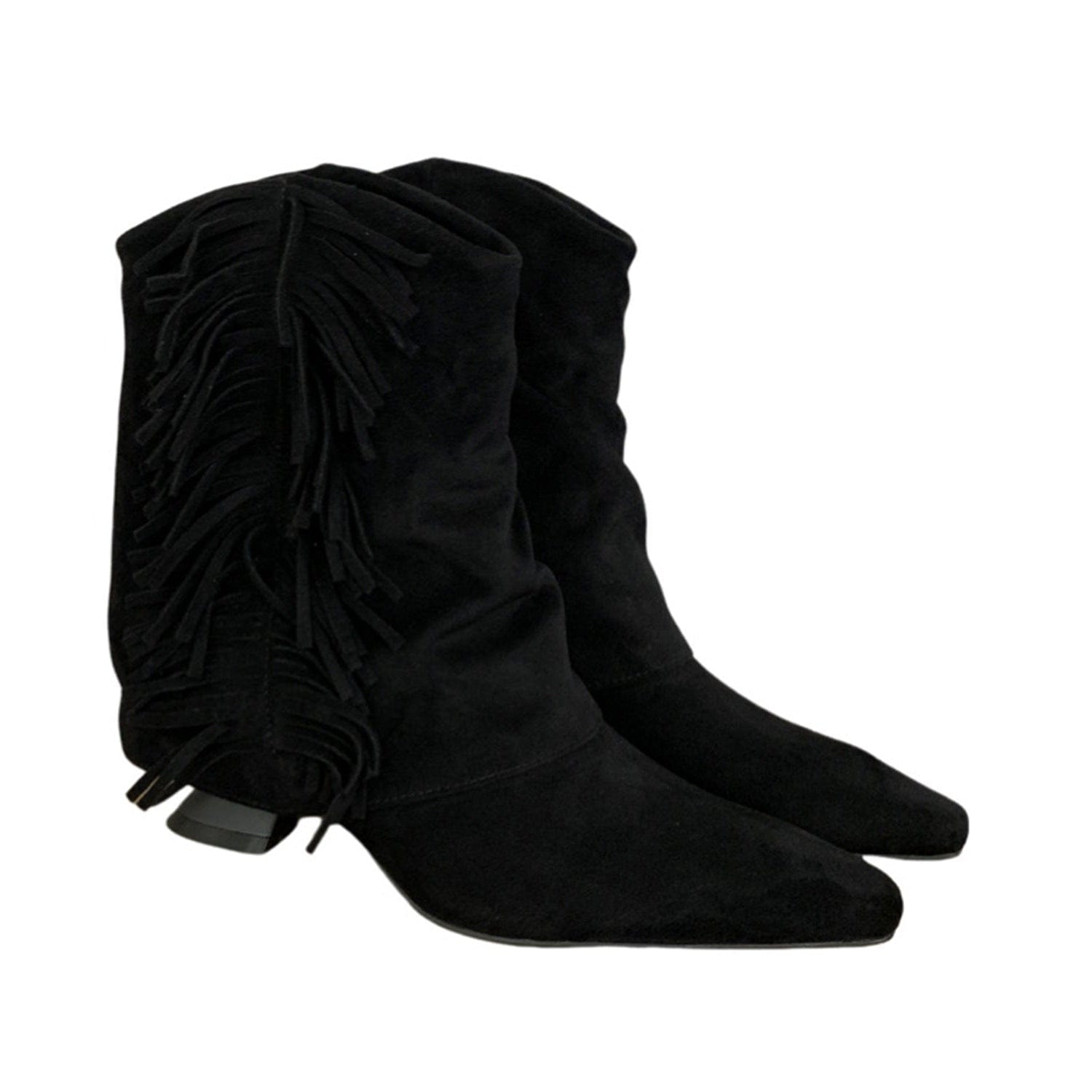 Salomé – Santiags basses en suédine ornées de pampilles latérales